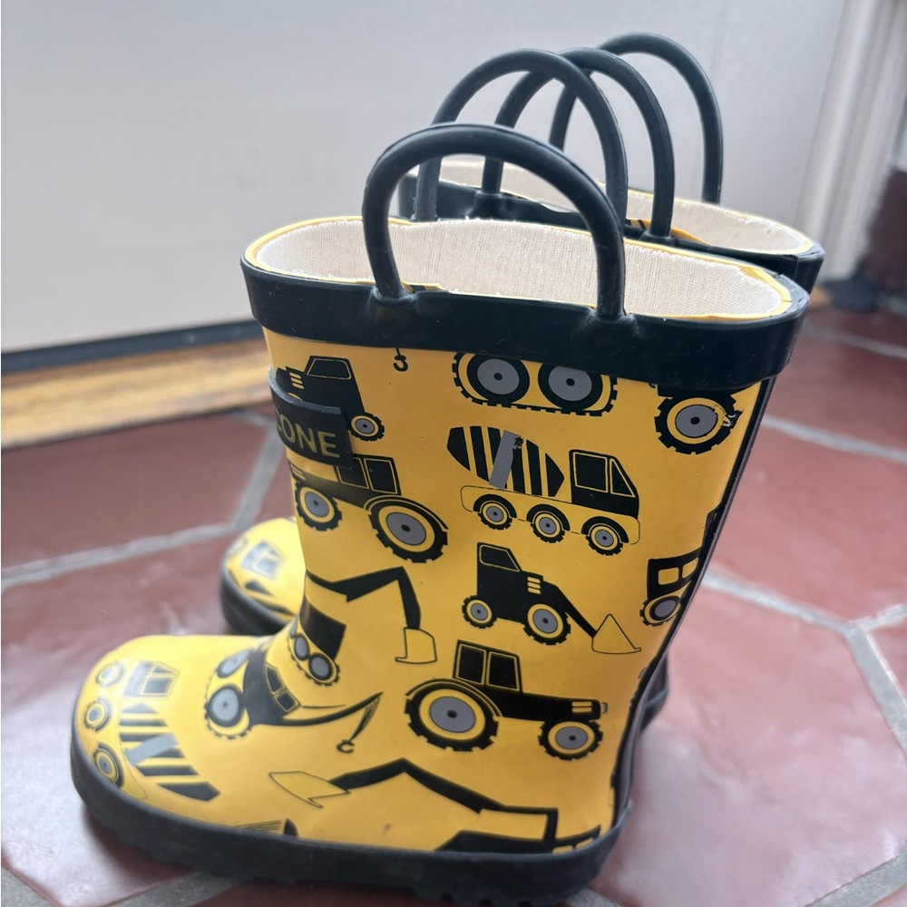Kids Yellow Construction Rain Boots